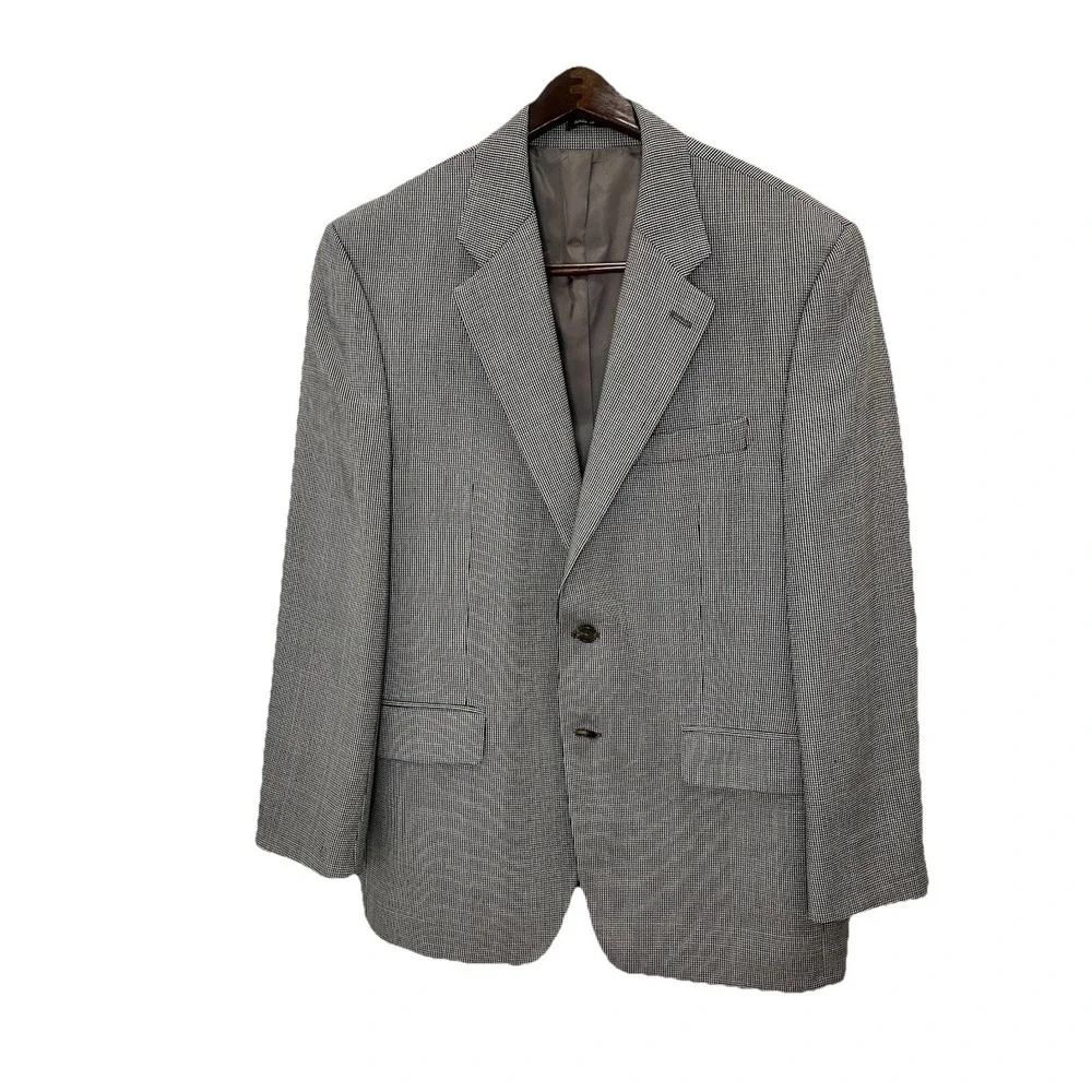 Lauren Ralph Lauren Mens Grey Micro Check Two Button Sport Coat Blazer 42R